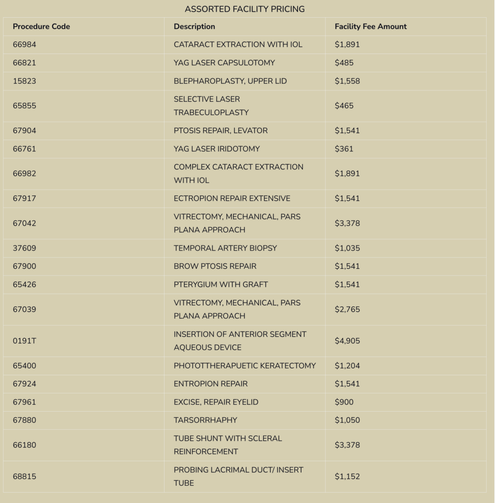 Snead Eye Transparent Pricing